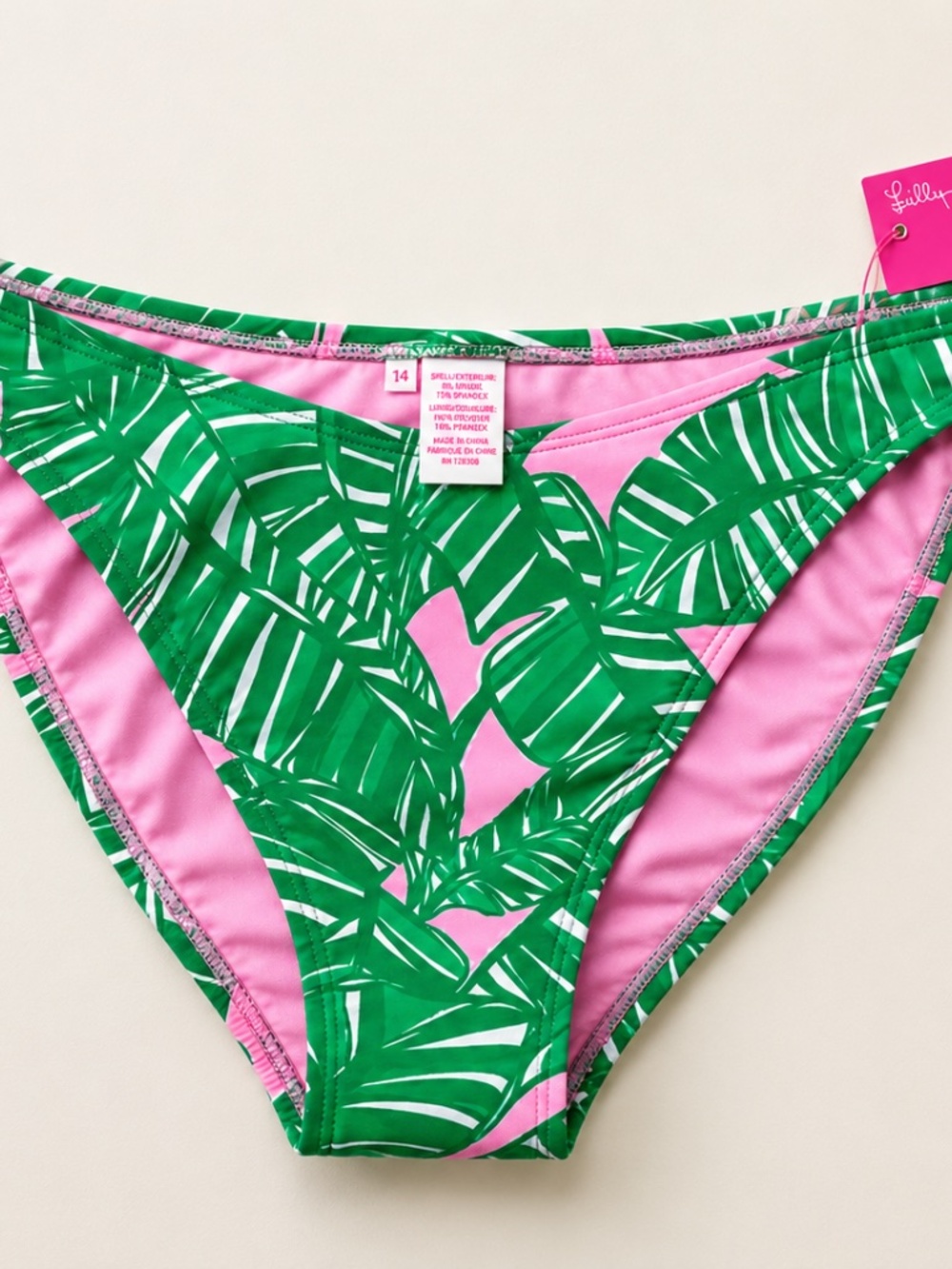 Lilly Pulitzer Pico High Cut Bikini Bottom Conch Shell Pink Size 14 NWT